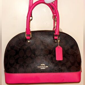 Coach Mini Sierra Dome in Signature Brown and Pink Satchel